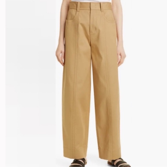 Vince Pants - Vince Seam Front Cotton Straight Leg‎ Pants Tan Size 10 High Rise